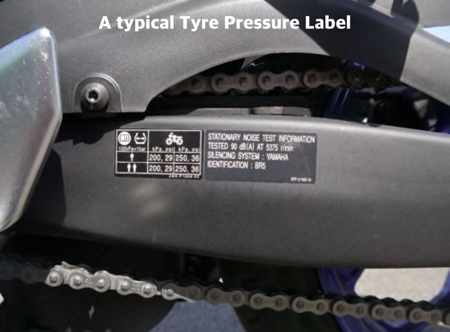 A typical Tyre Pressure Label